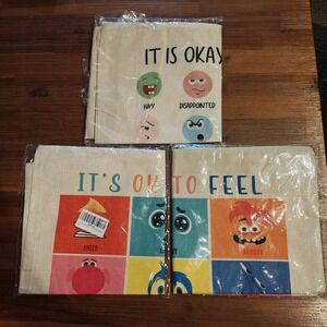 Set‎ of 3 Inside Out 2 Pillow Case Burlap/canvas 18 by 18" Tuocyerd Unstuffed